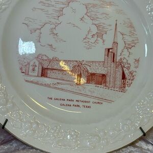 Vintage * The Galena Park Methodist Church Texas Decorative Plate w/Wall Hanger